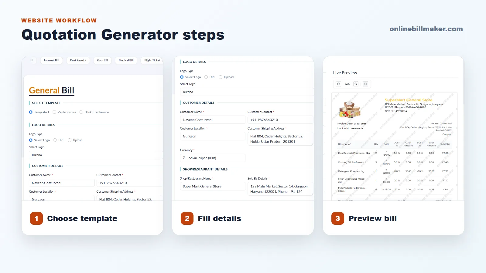 Steps to Create a Quotation Online screenshot guide